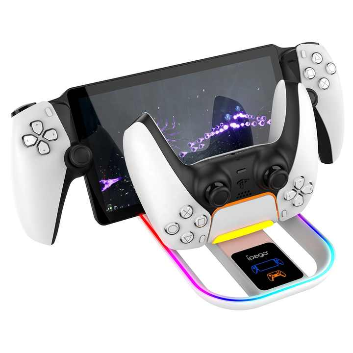 iPega Charger Base With RGB Light For PS5 Portal & Gamepad Charging Dock iPega Charger Base With RGB Light For PS5 Portal & Gamepad Charging Dock